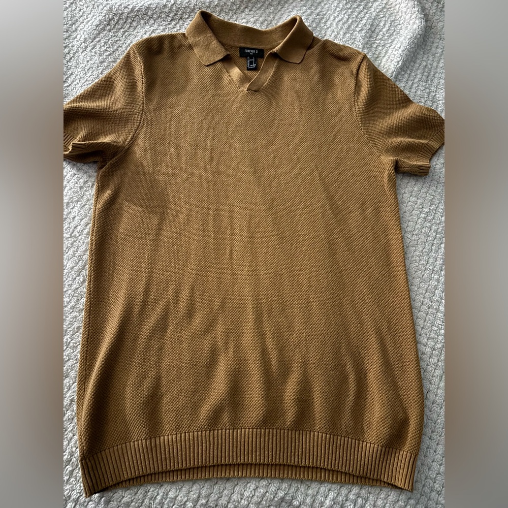 Men's Short Sleeve Polo Knit Shirt - Brown Forever 21.